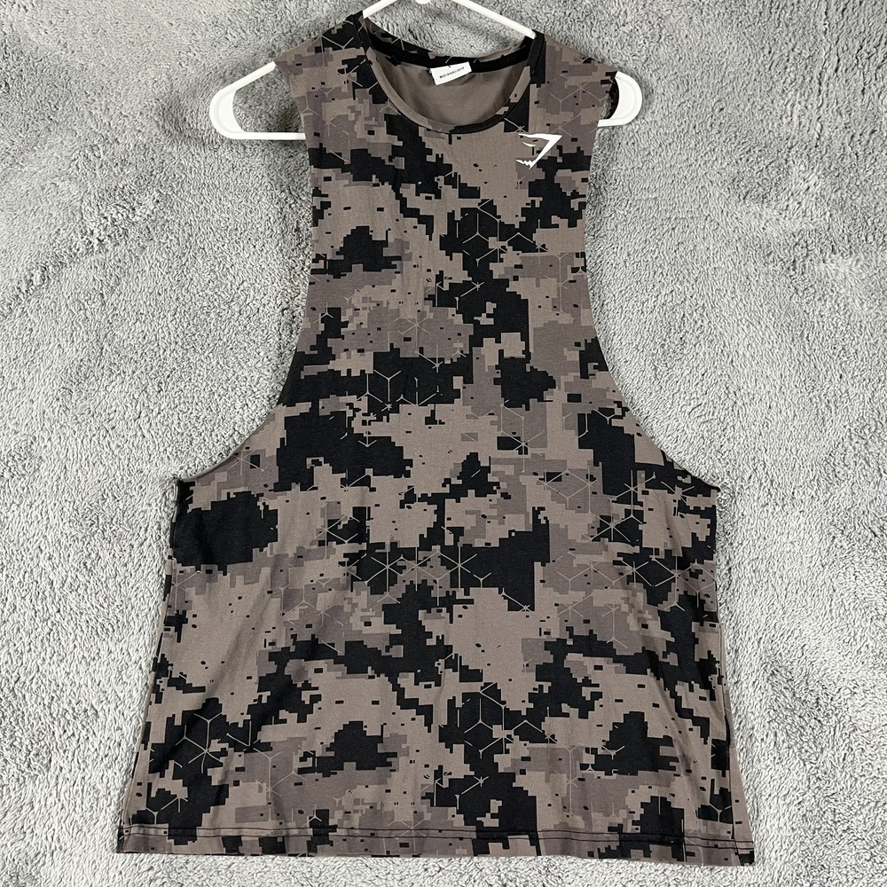Gymshark Mens Workout Tank Top Gym Weight Lifting Camo Dye Large